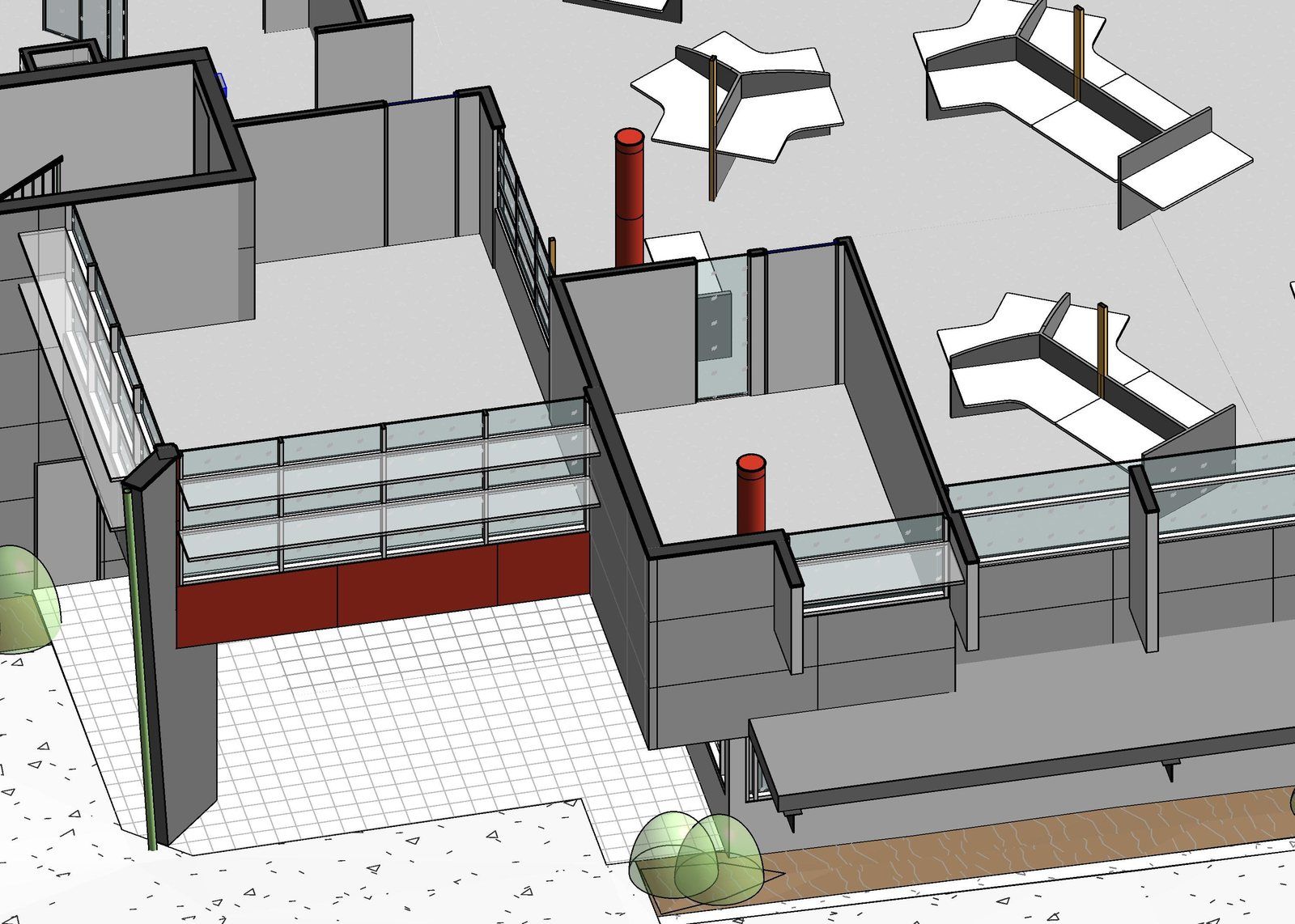 Revit BIM survey model of the same building, modelled from the scan